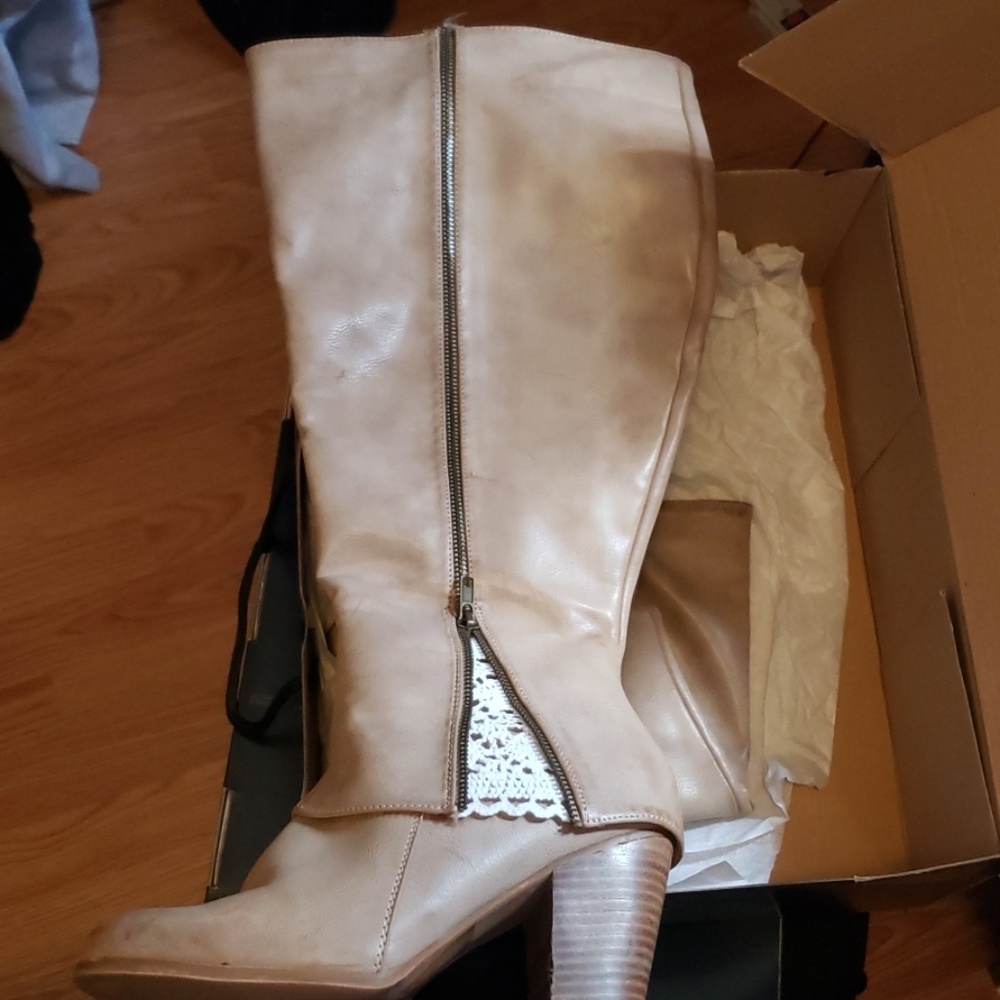 Tan knee high boots